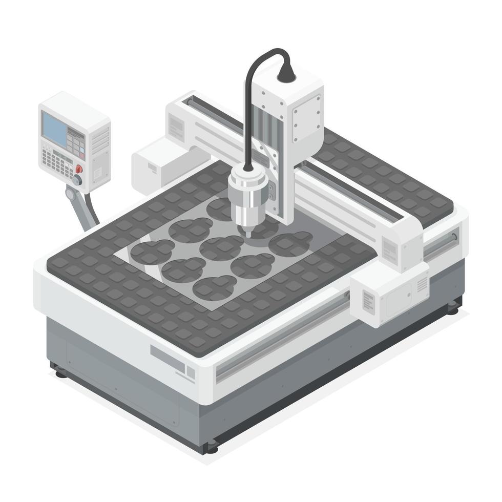 cnc isometrische snijdend machine computer tekenfilm vector