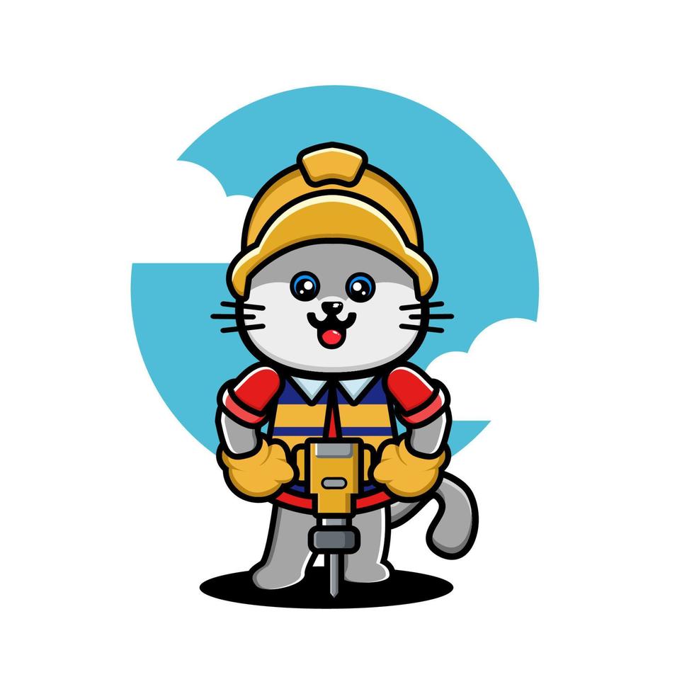 schattig muis bouw arbeider tekenfilm vector