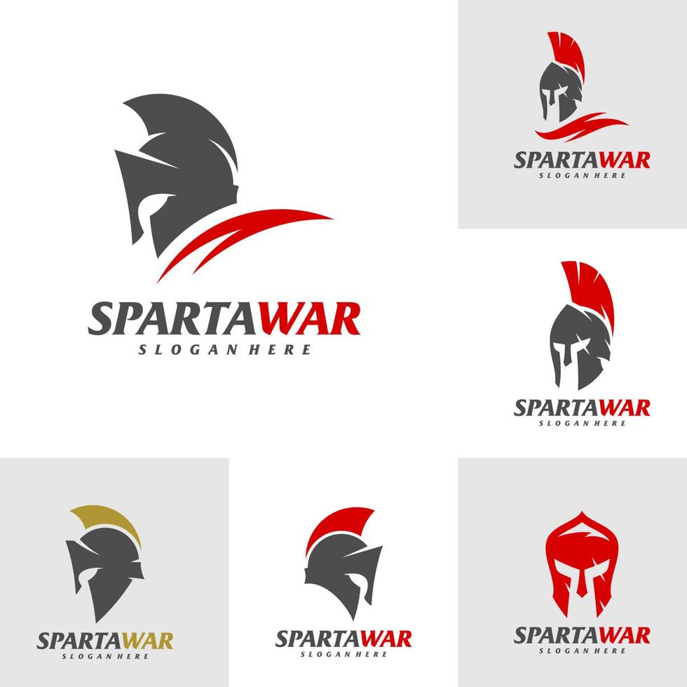 reeks van spartaans krijger logo vector. spartaans helm logo ontwerp sjabloon. creatief icoon symbool vector