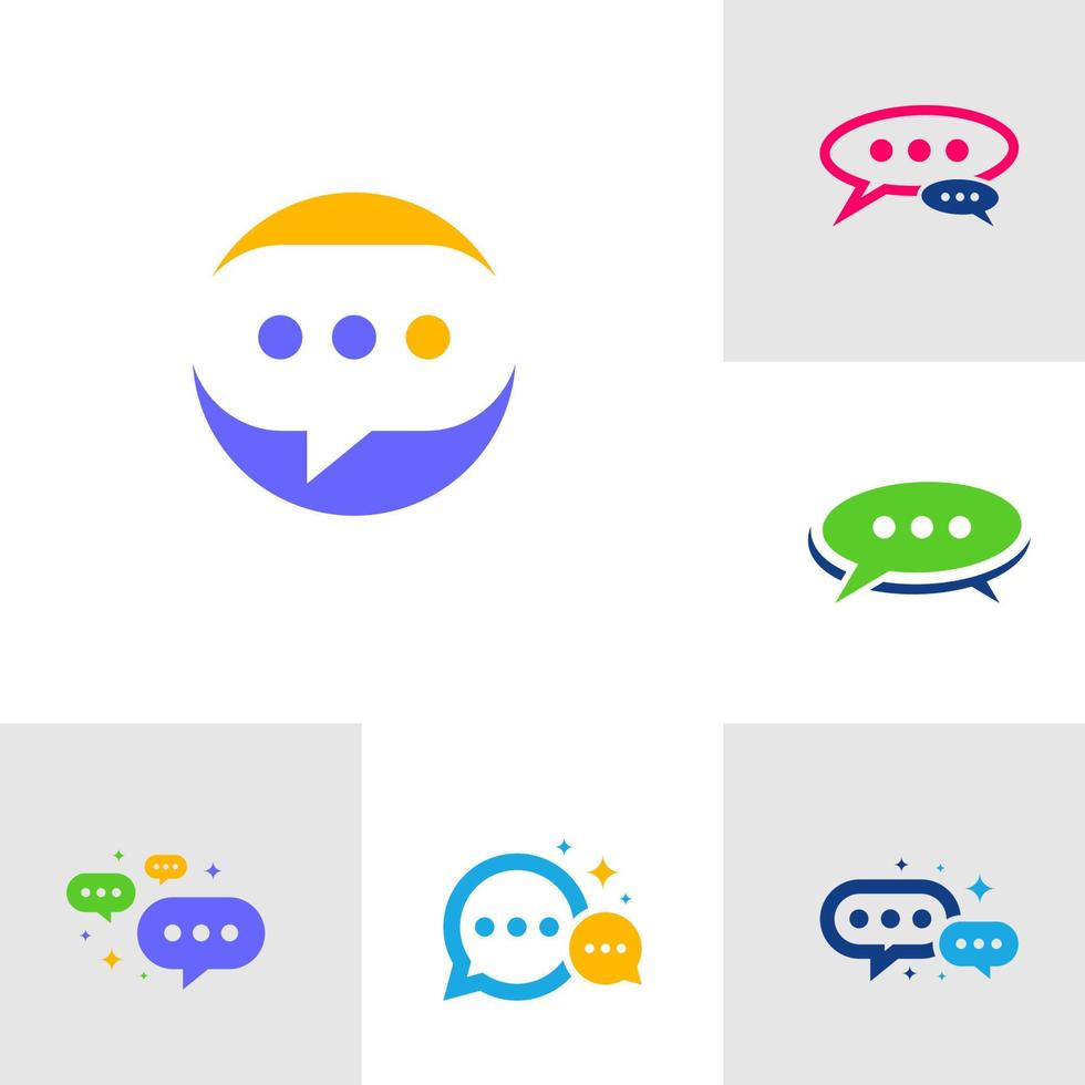 reeks van logo chatten app vector sjabloon ontwerp, praten logo, ontworpen voor babbelen toepassingen
