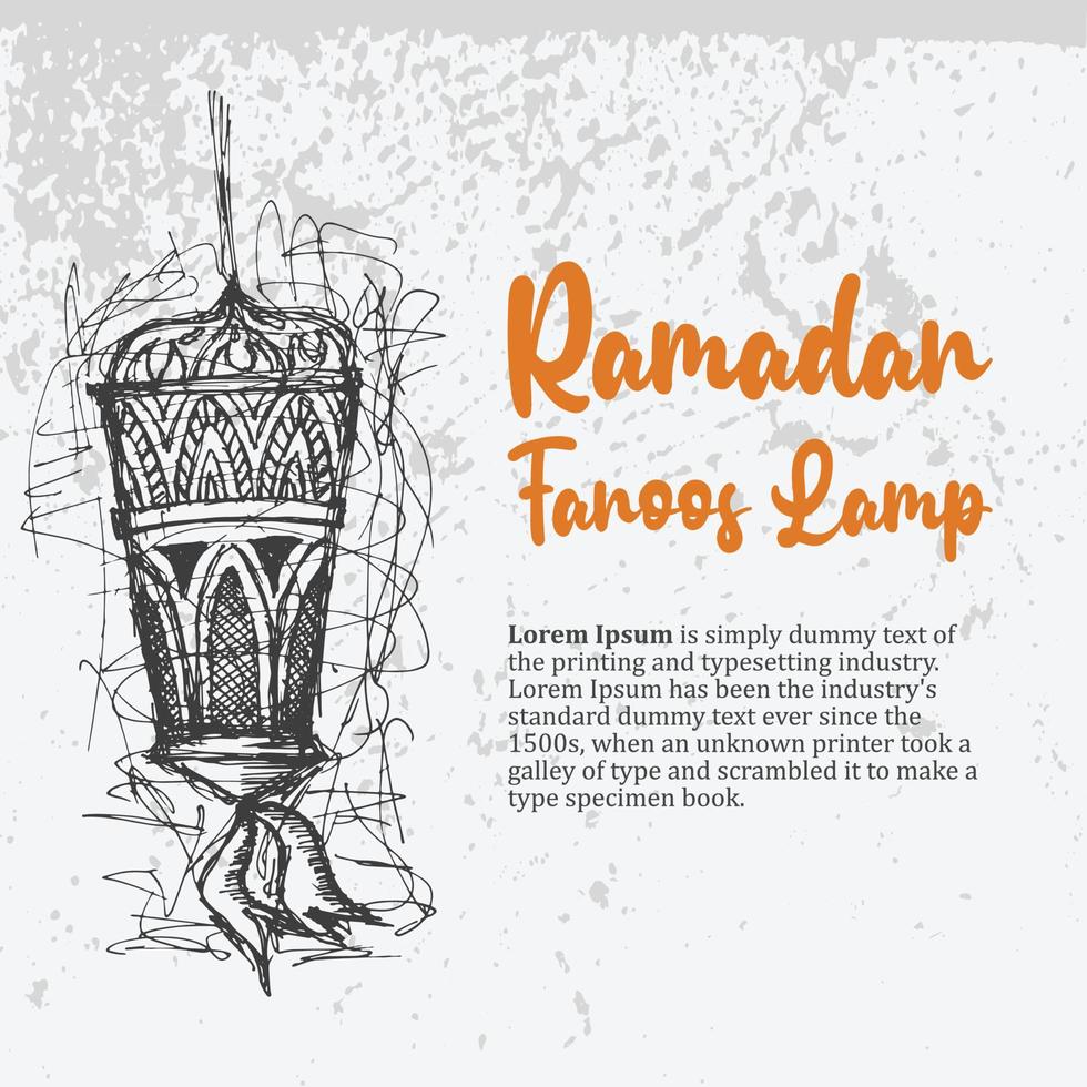 Ramadan fanoos lamp lantaarn hand- tekening creatief chaotisch lijnen tekening vector