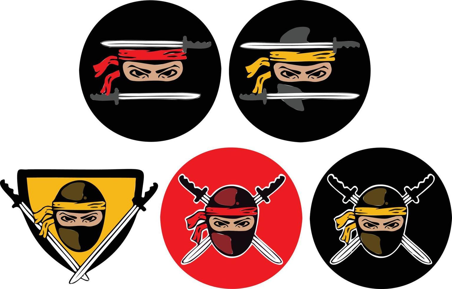 insigne, logo ninja, zwaard oorlogen, Sluipmoordenaar, symbool. vector