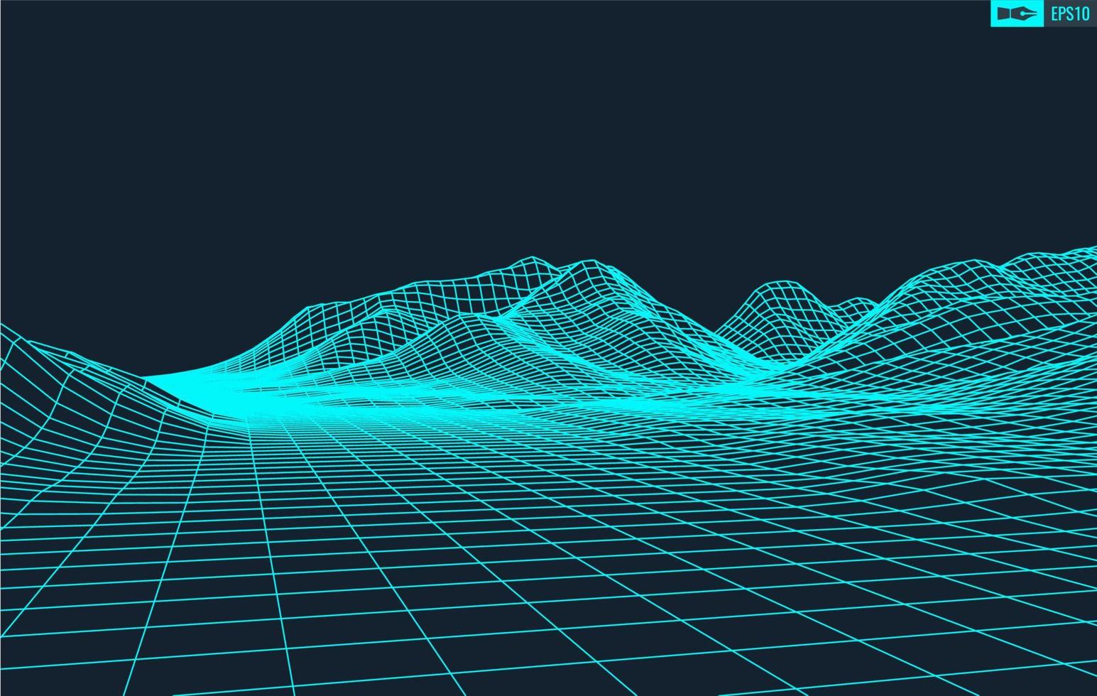 3d wireframe terrein breed hoek eps10 vector