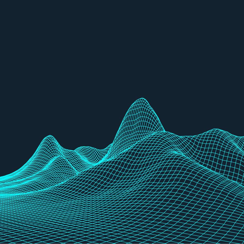 3d wireframe terrein breed hoek eps10 vector