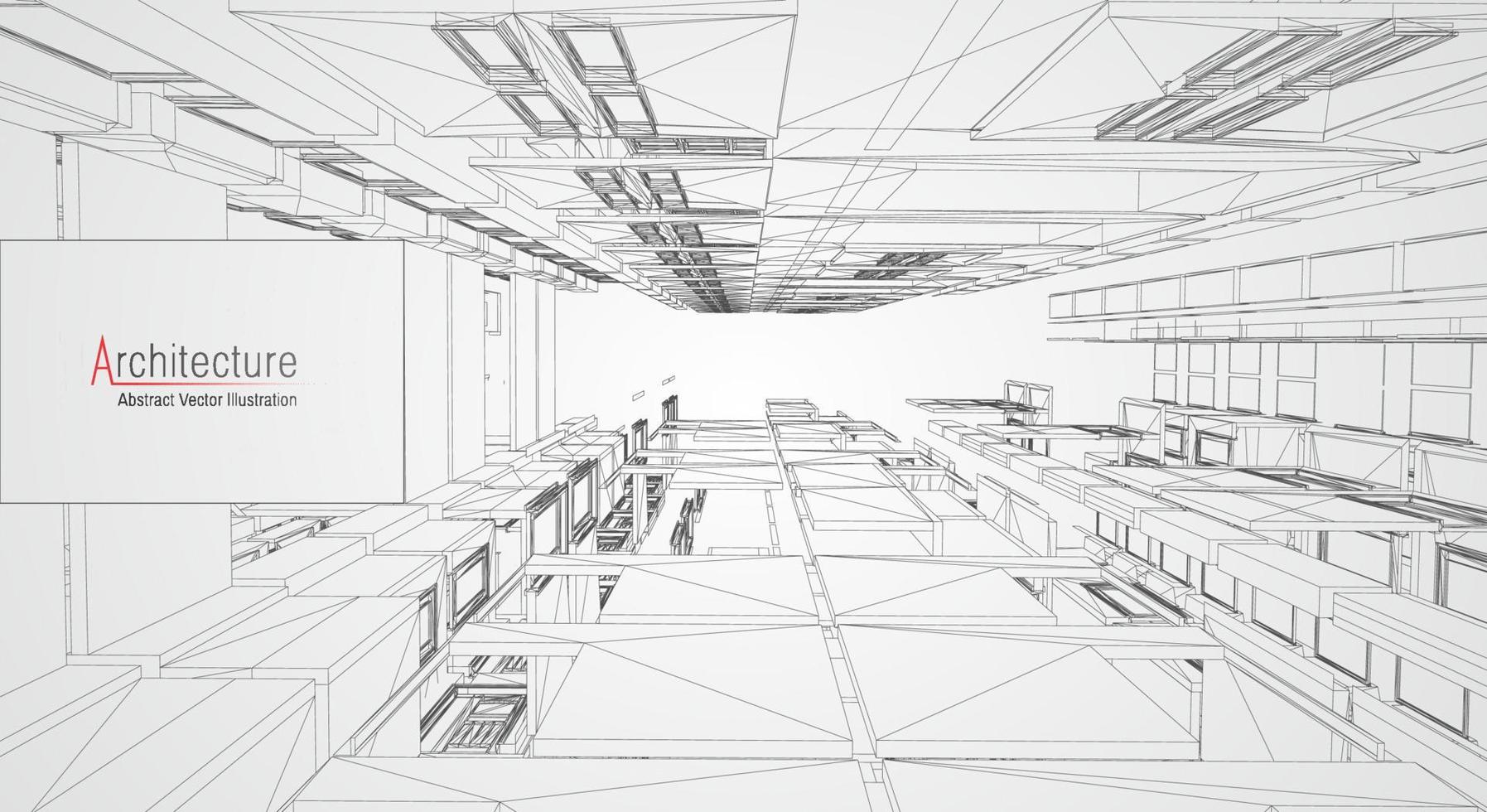 modern architectuur draadframe. concept van stedelijk draadframe. wireframe gebouw illustratie van architectuur cad tekening. vector