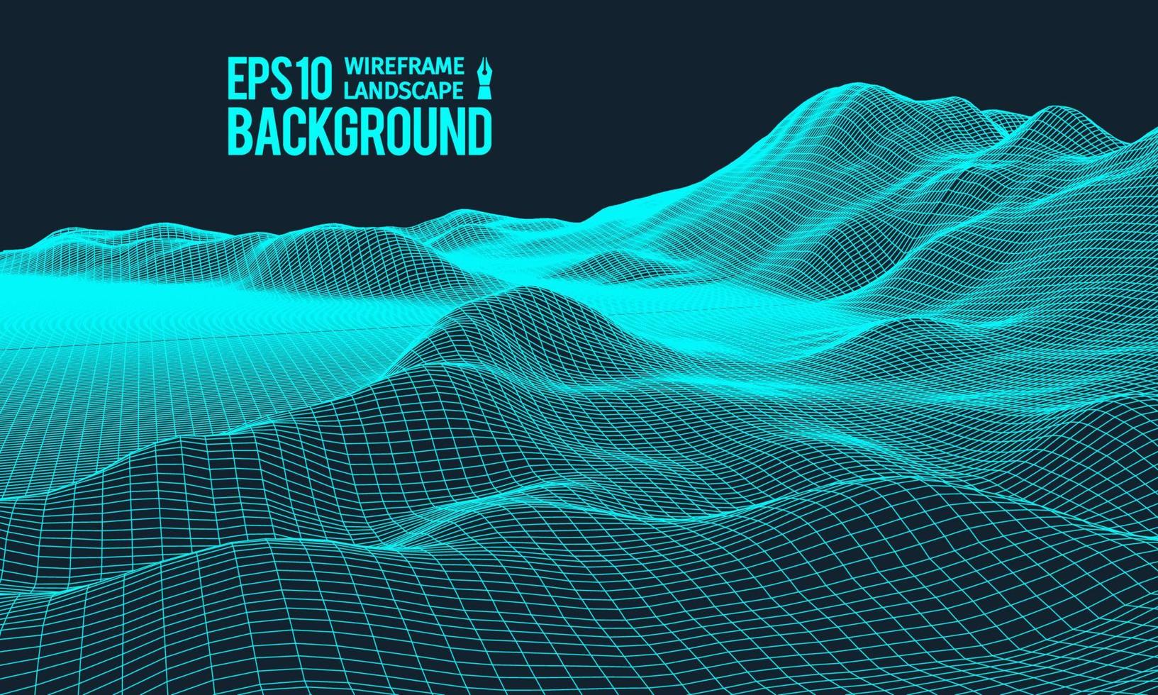 3d wireframe terrein breed hoek eps10 vector