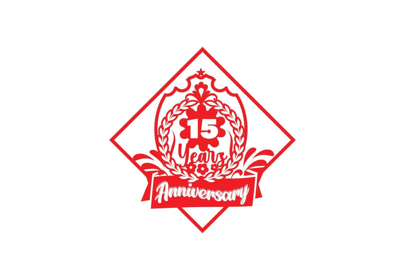 15 jaren verjaardag logo en sticker ontwerp vector