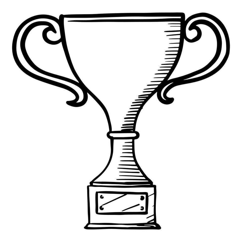 tekening schetsen stijl van hand- getrokken kampioen trofee vector illustratie voor concept ontwerp.