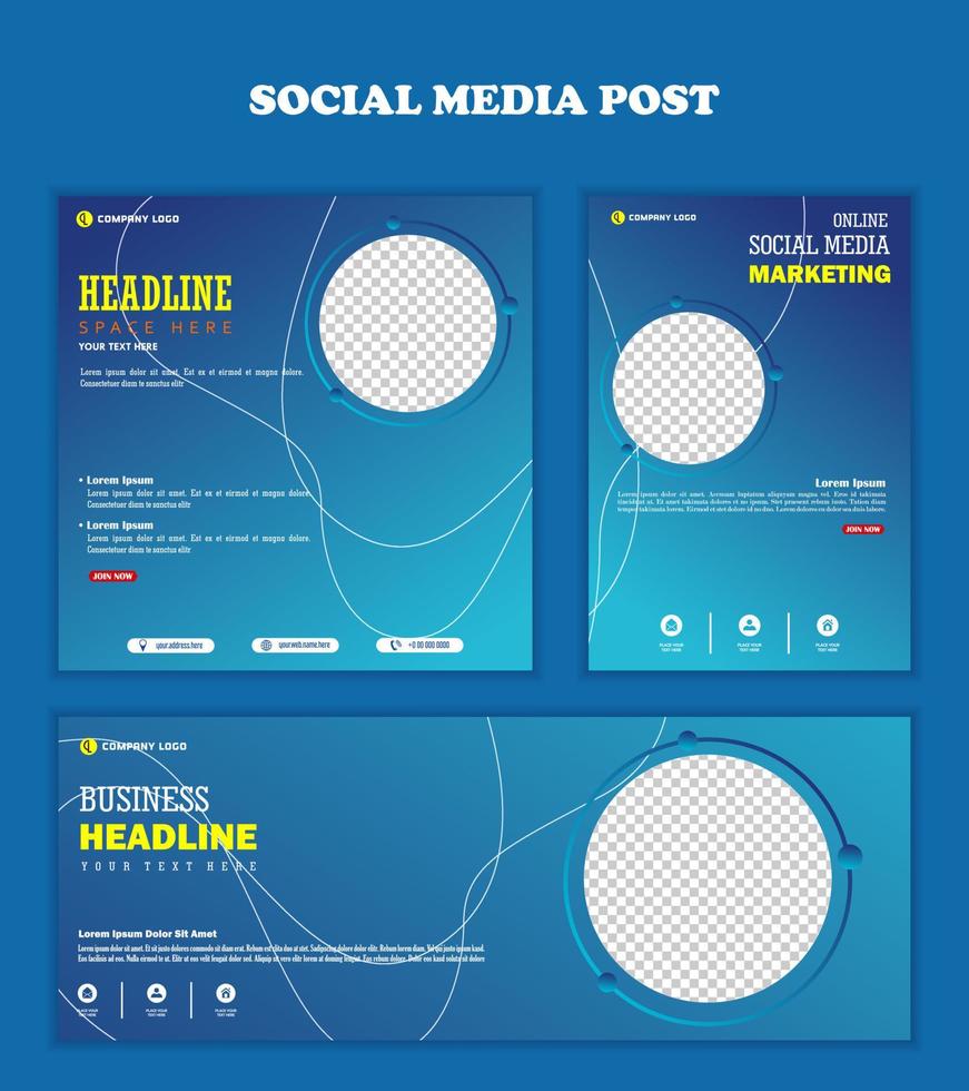 blauw kleur achtergrond sociaal media post vector