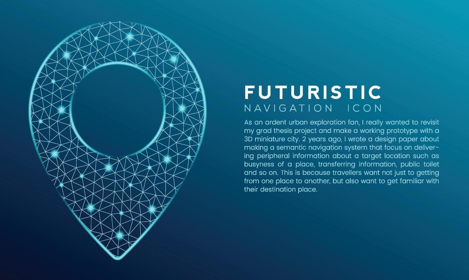 blauw futuristische navigatie icoon concept met veelhoek knooppunt verbonden dots en neon effect vector