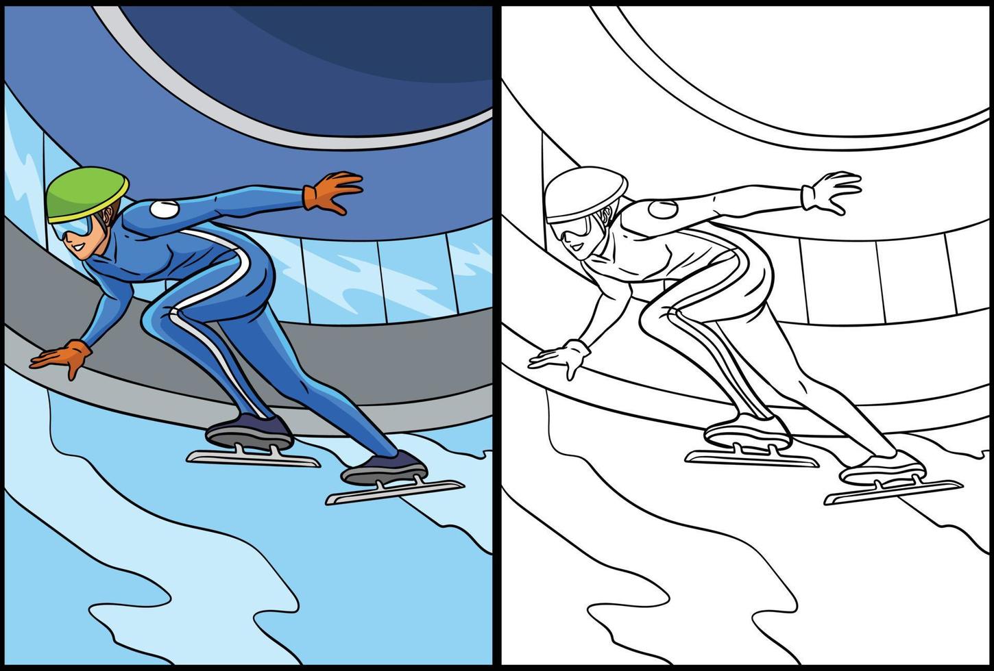 snelheid het schaatsen kleur bladzijde gekleurde illustratie vector