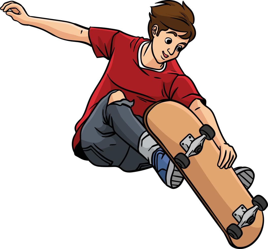 skateboarden tekenfilm gekleurde clip art illustratie vector