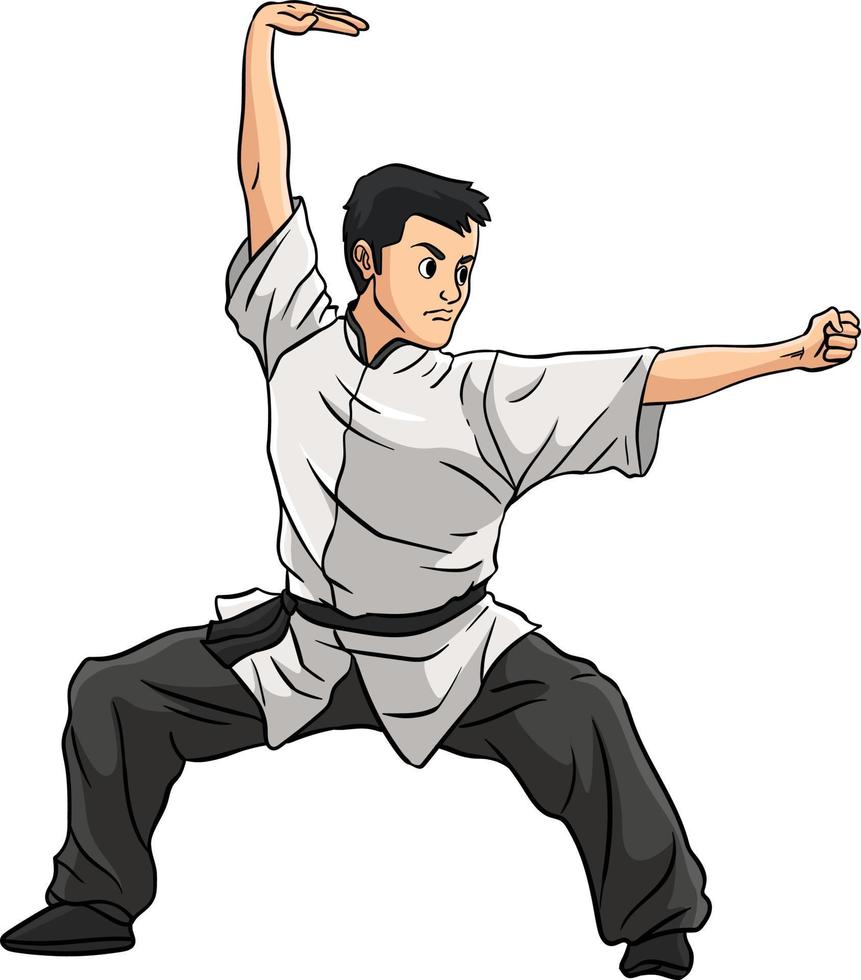 kung fu tekenfilm gekleurde clip art illustratie vector