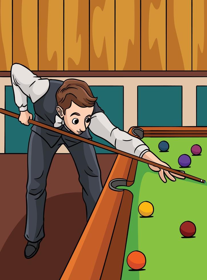 snooker sport gekleurde tekenfilm illustratie vector