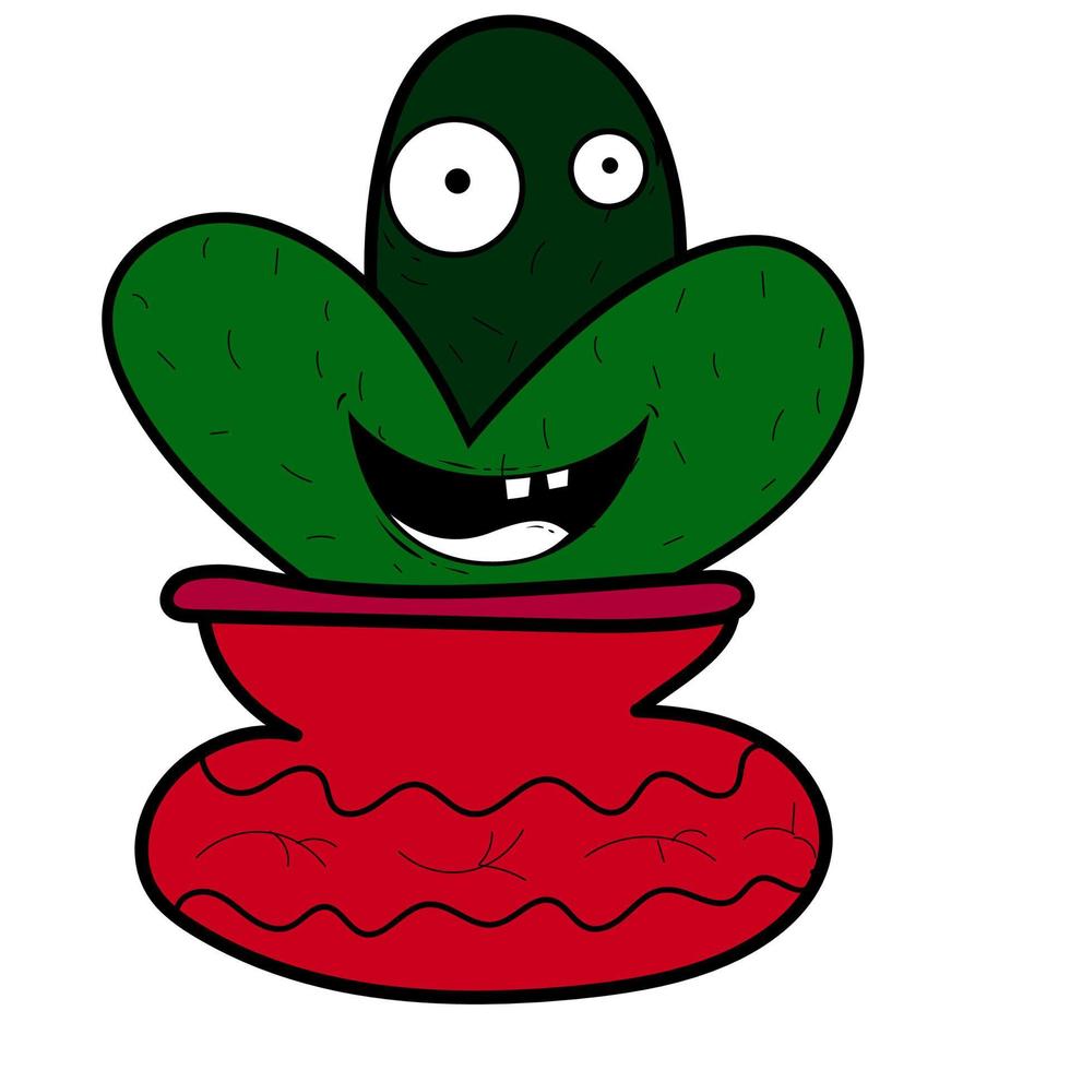 schattig groen cactus in pot vector