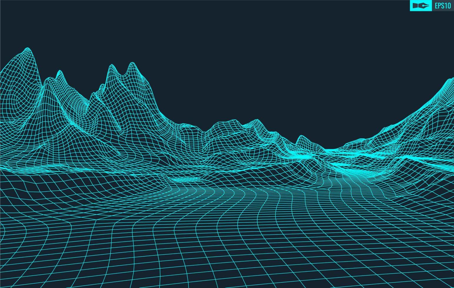 3d wireframe terrein breed hoek eps10 vector