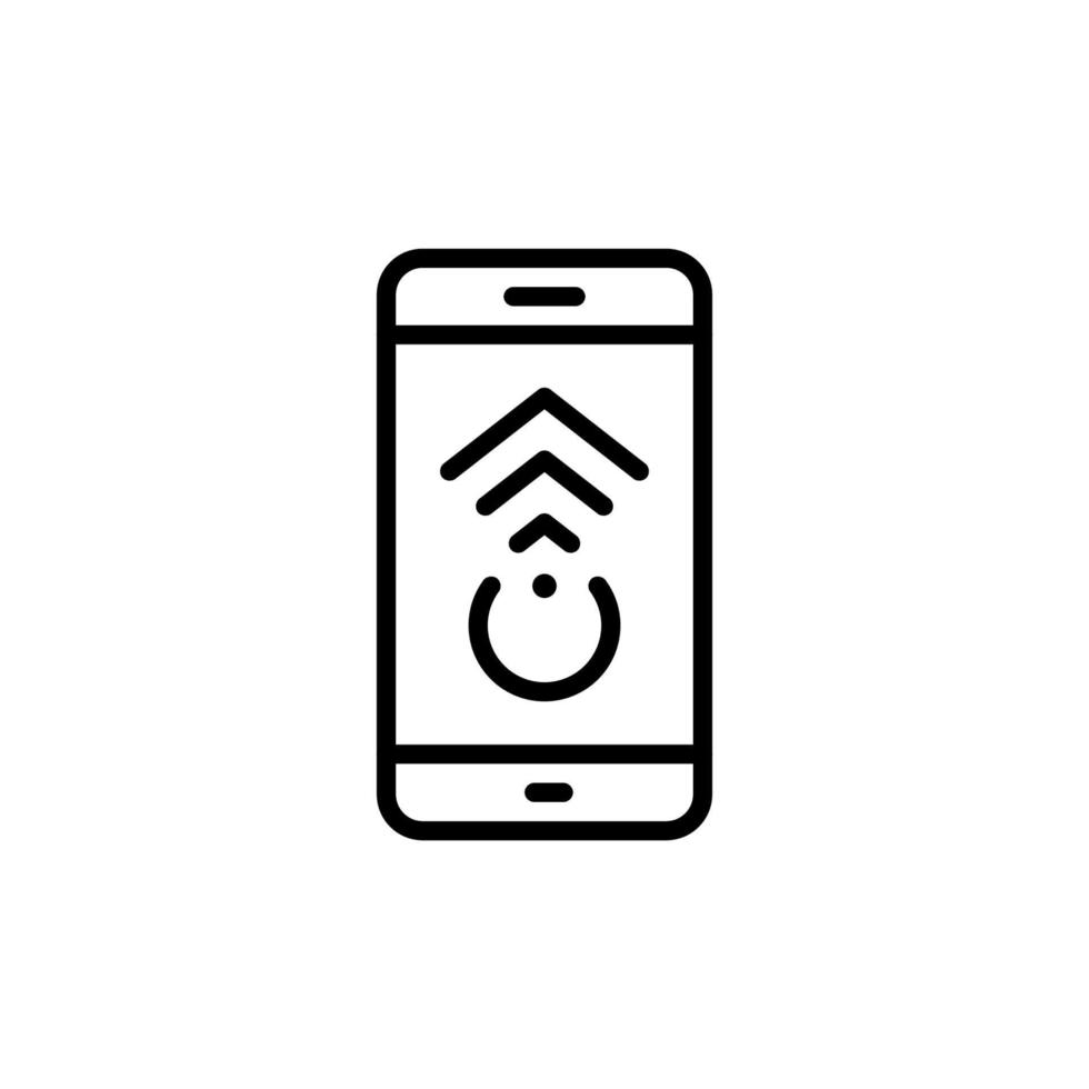 vegen Aan smartphone lijn icoon. actie Aan mobiel telefoon Scherm schets icoon. rol omhoog in digitaal elektronisch apparaat Actie gebaar lineair pictogram. bewerkbare hartinfarct. geïsoleerd vector illustratie.