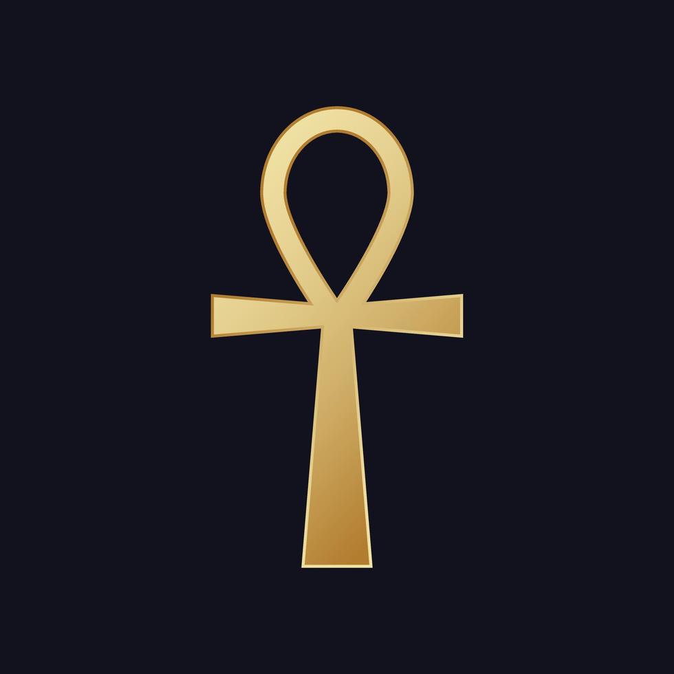Egyptische kruis ank. hiëroglifisch symbool gouden kleur van mystiek mysteries farao's teken eeuwig goed wezen en welvaart met symbolen van onsterfelijkheid historisch religieus vector kunst.