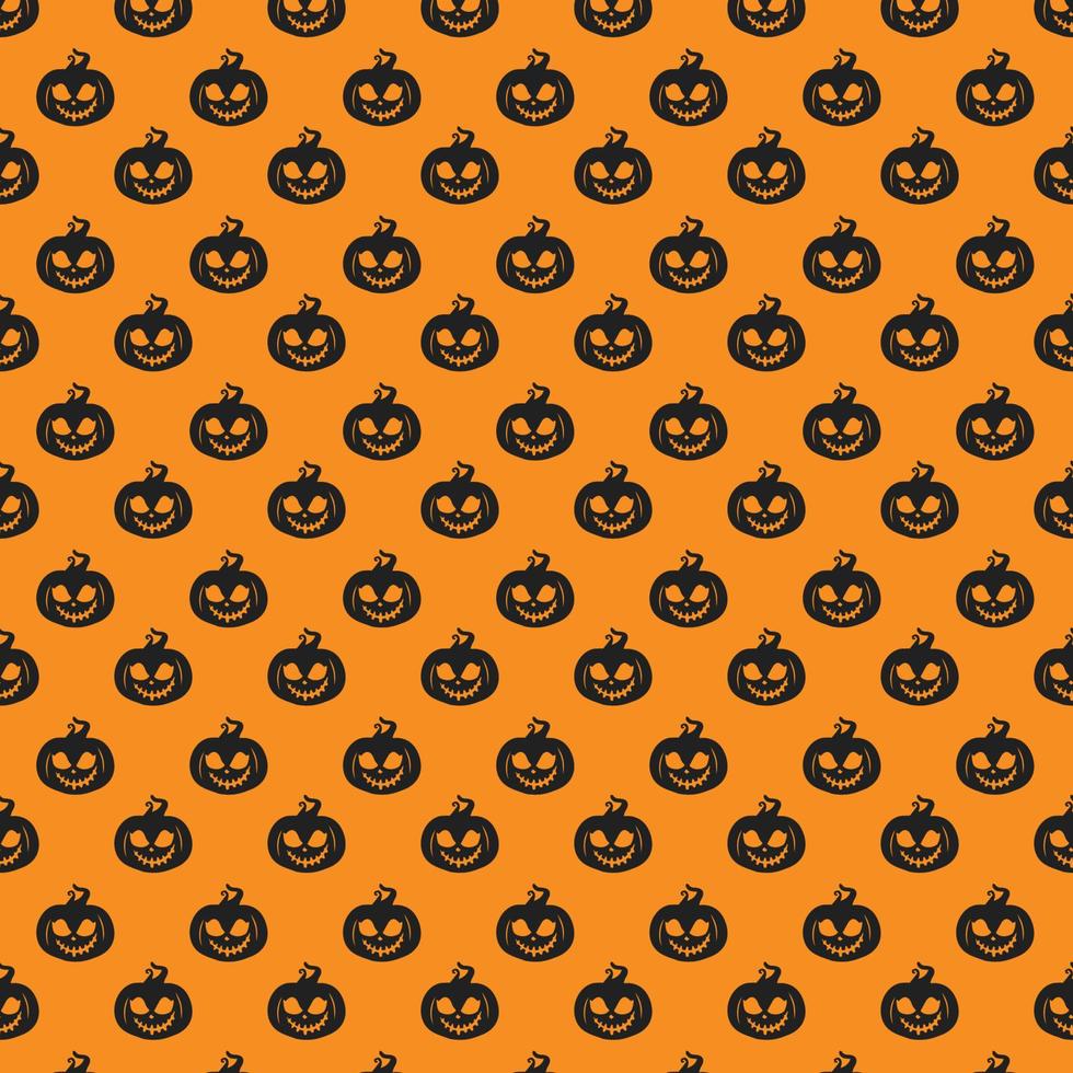 naadloos halloween achtergrond patroon met pompoen jack O lantaarn schedel knuppel geest pompoen bot snoepjes spin oranje en geel kleur vector