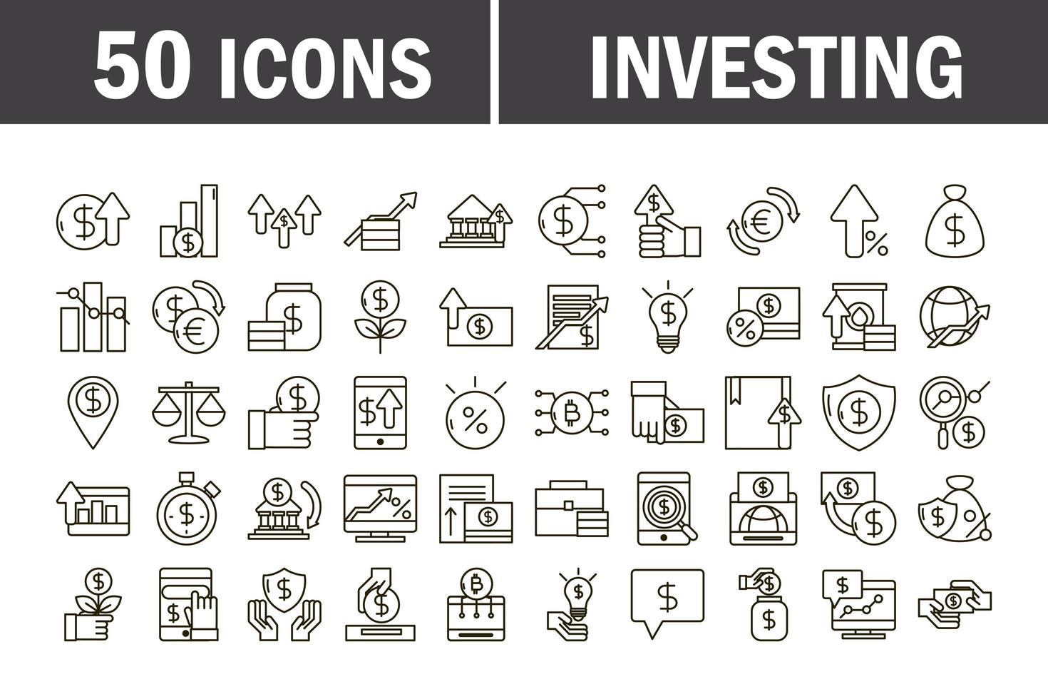 economie en investeringen zakelijke icon set vector