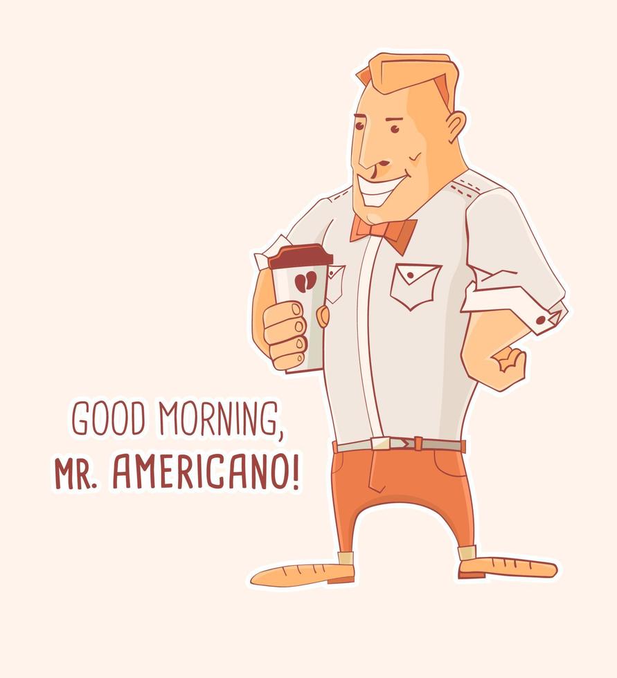 meneer caffe americano vector