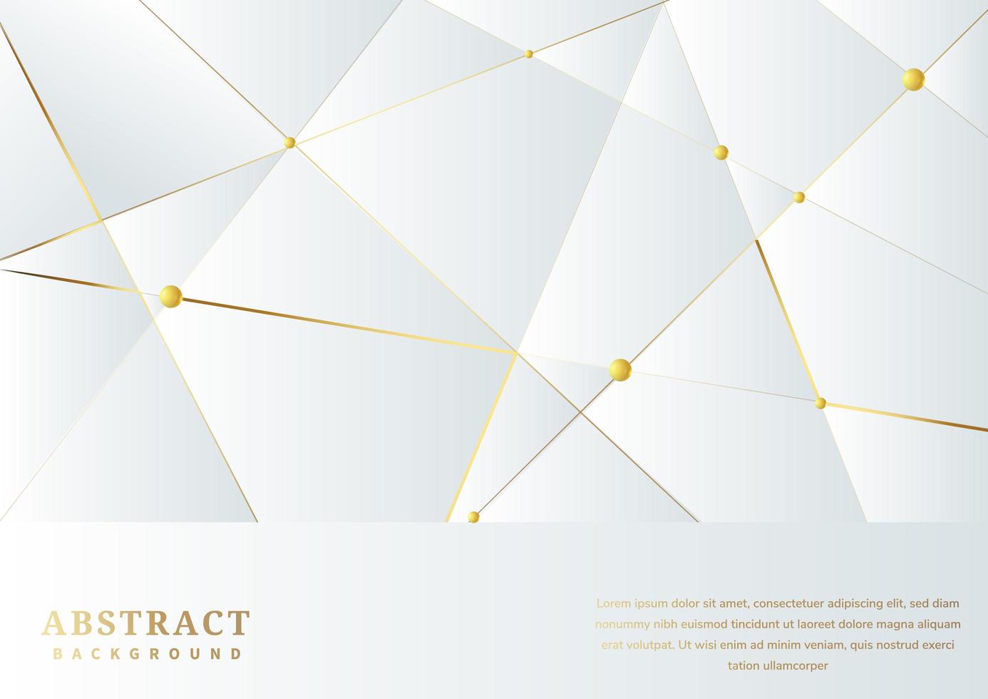 abstracte witte banner met driehoeken en gouden lijnenachtergrond vector
