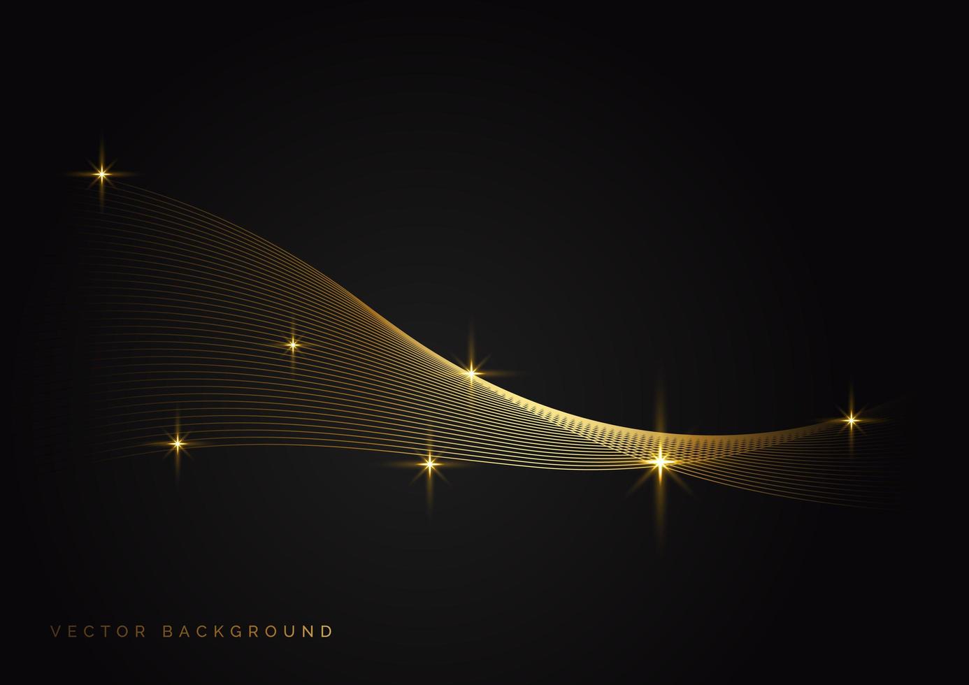 abstracte gouden golf op donkere achtergrond met lichteffect vector