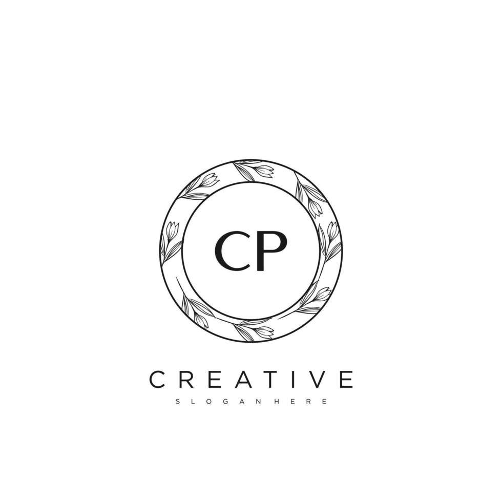 cp eerste brief bloem logo sjabloon vector premie vector kunst