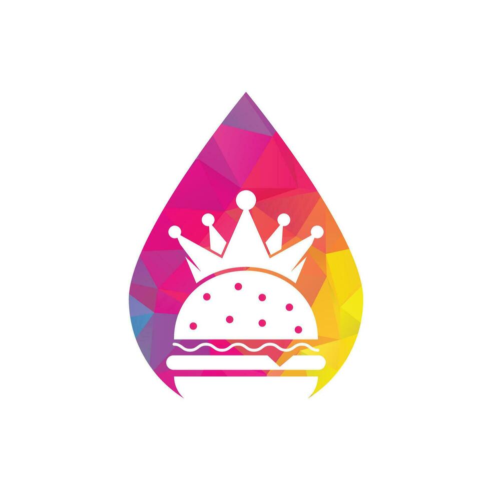 hamburger koning laten vallen vorm concept vector logo ontwerp. hamburger met kroon icoon logo concept.