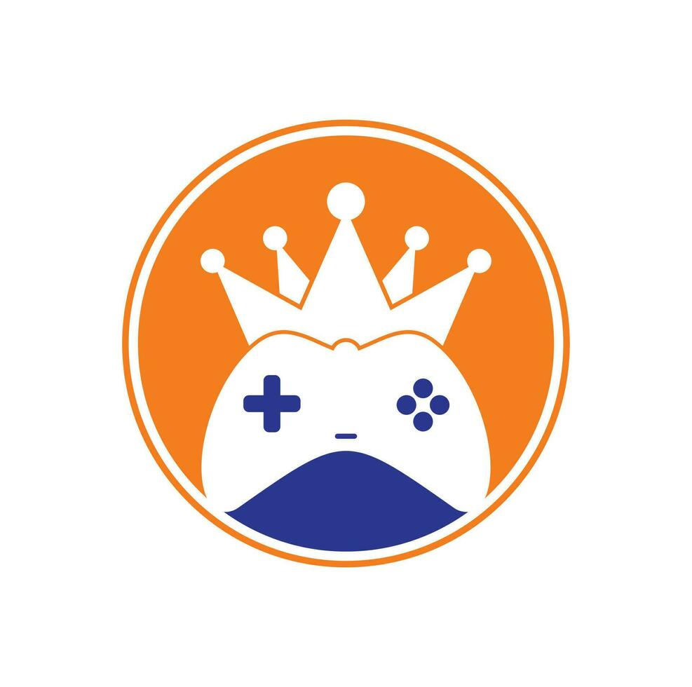 spel koning logo icoon ontwerp. gamepad koning logo vector ontwerp illustratie. spel kroon bedieningshendel icoon logo sjabloon