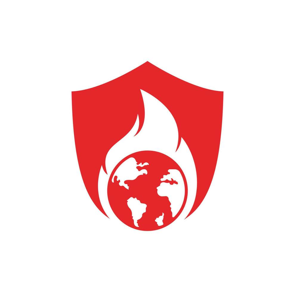 brand planeet vector logo ontwerp sjabloon. brand en aarde icoon ontwerp.