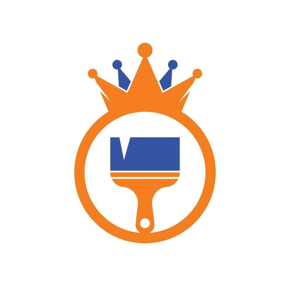 koning verf vector logo ontwerp. kroon en verf borstel icoon.