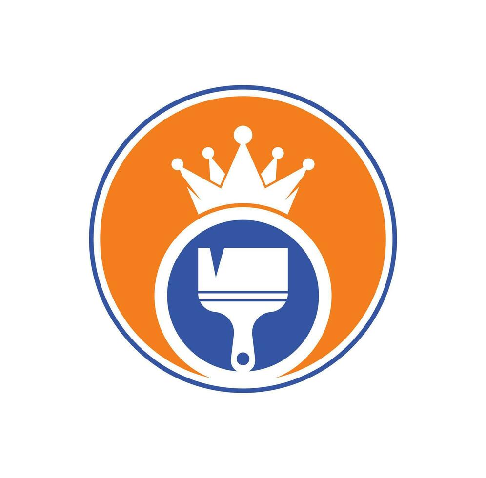 koning verf vector logo ontwerp. kroon en verf borstel icoon.