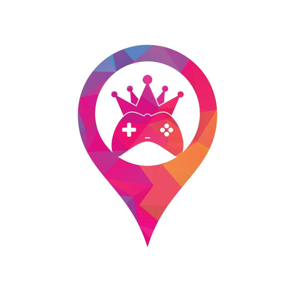spel koning GPS vorm concept logo icoon ontwerp. spel kroon bedieningshendel icoon logo sjabloon vector