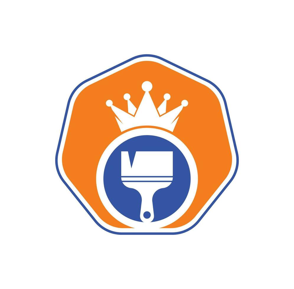 koning verf vector logo ontwerp. kroon en verf borstel icoon.