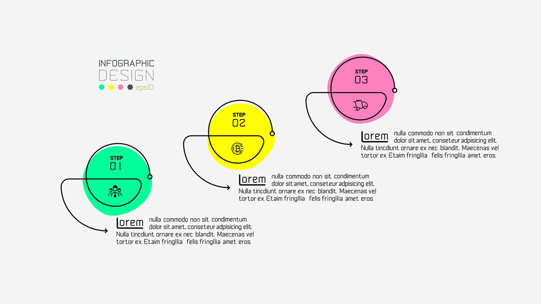 drie stappen cirkels vector