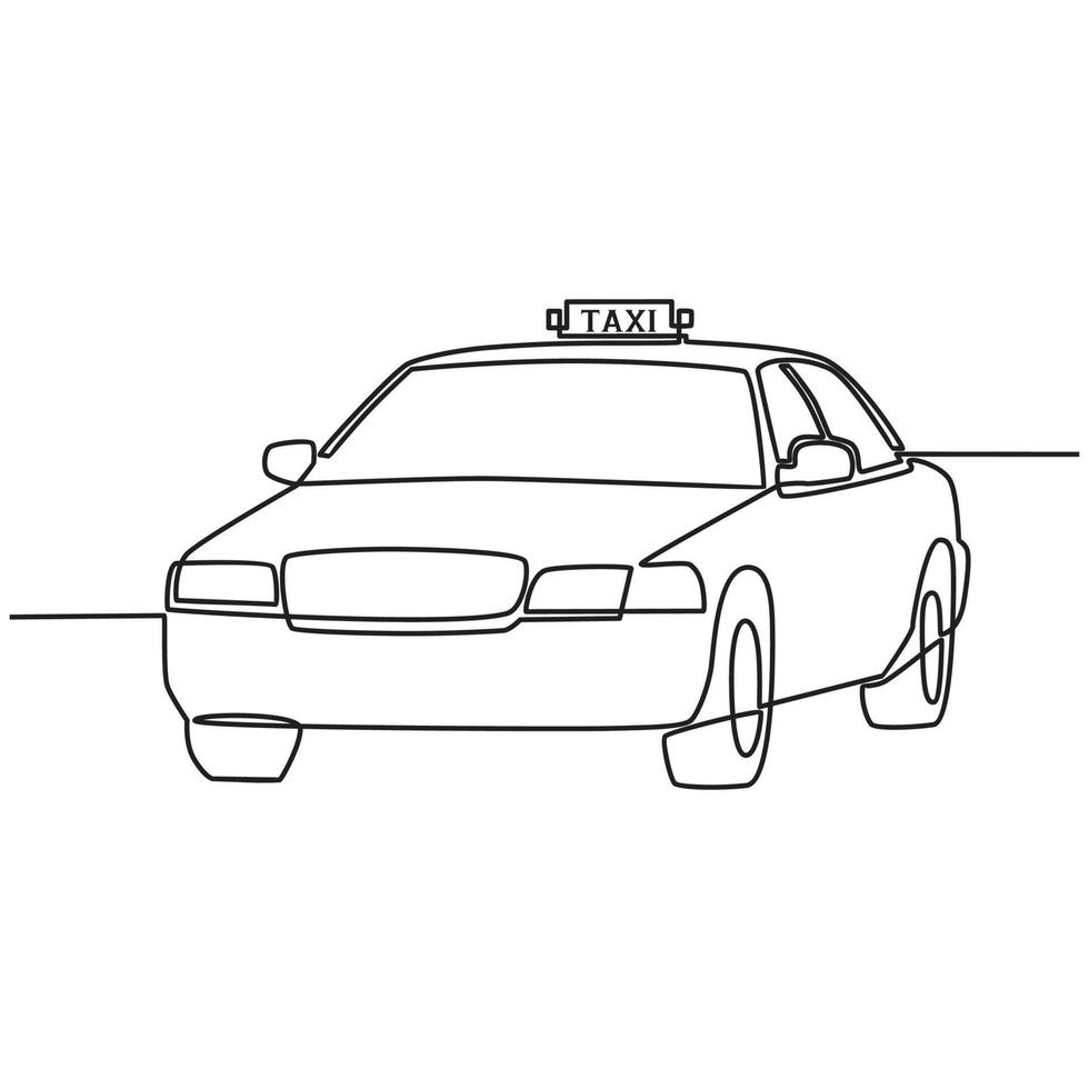 taxi auto doorlopend lijn tekening vector