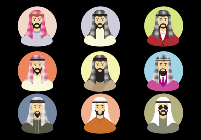 Arabische Mannen Met Keffiyeh Vector