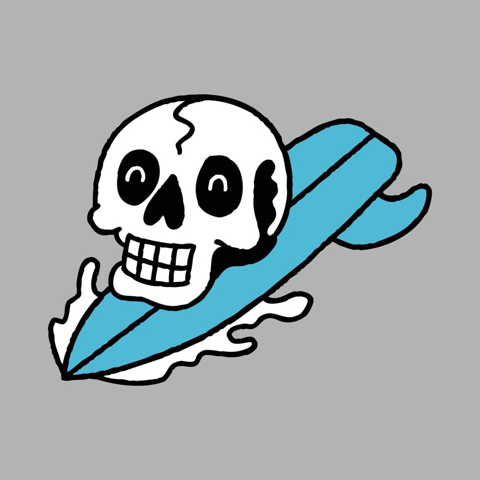 schedel en surfboard grafisch illustratie vector kunst t-shirt ontwerp
