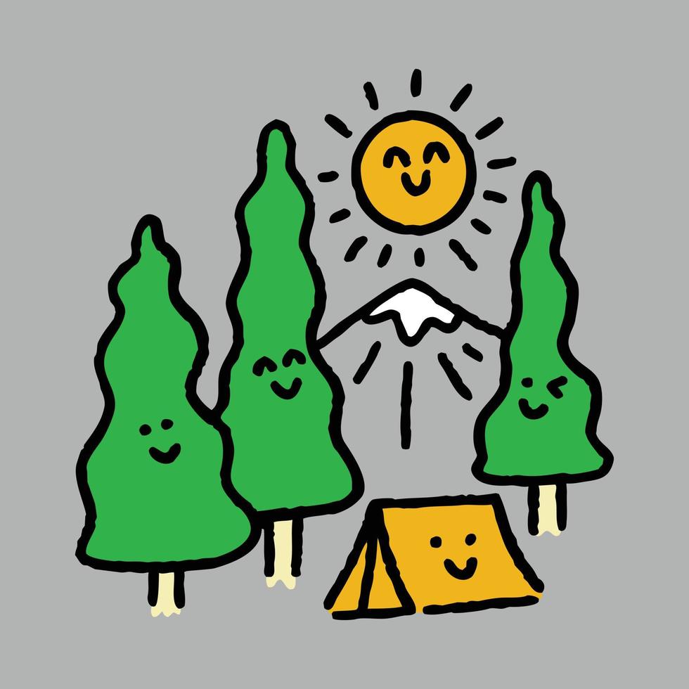 camping en glimlach grafisch illustratie vector kunst t-shirt ontwerp