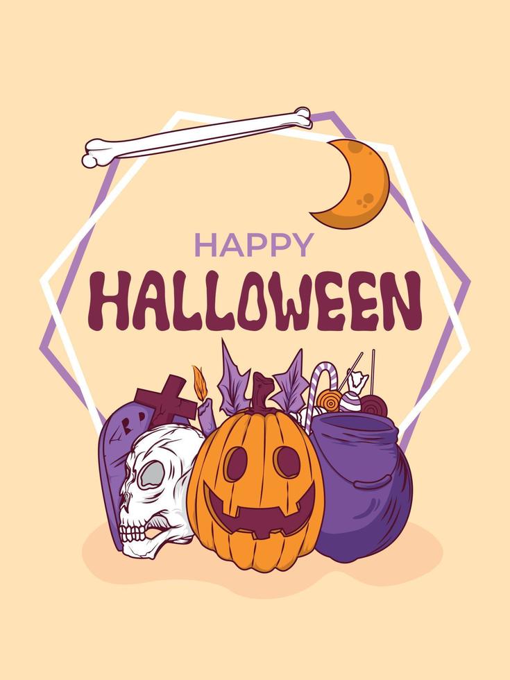 gelukkig halloween vector illustratie sjabloon