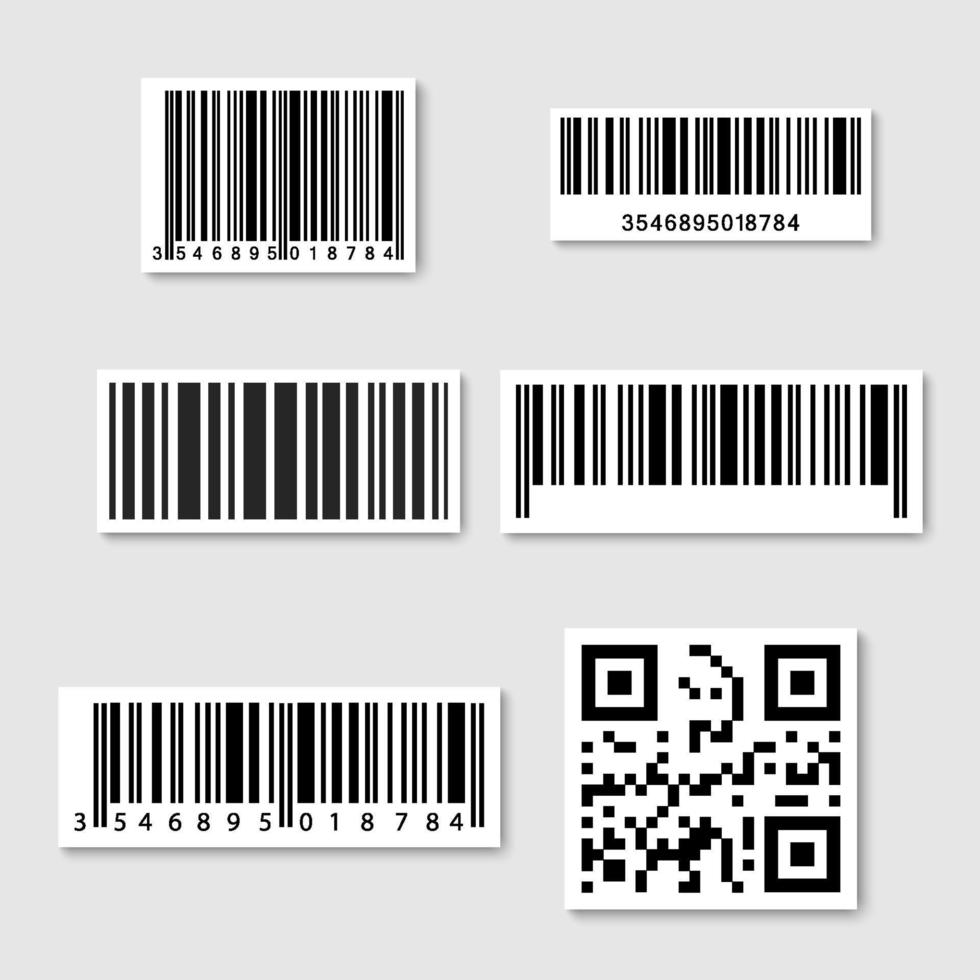 reeks van realistisch streepjescode sticker. bar code sticker pictogrammen. eps10 vector