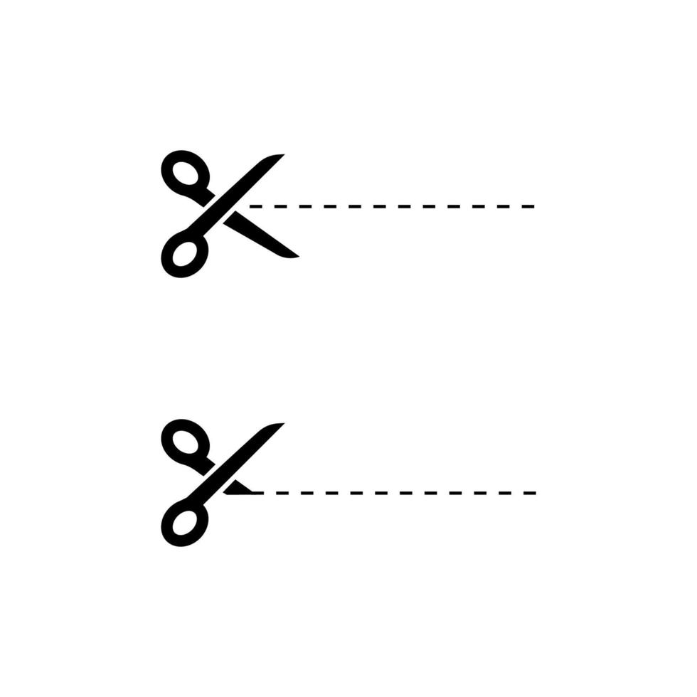 zwart schaar pictogrammen met besnoeiing lijnen Aan wit achtergrond. schaar icoon. eps10 vector