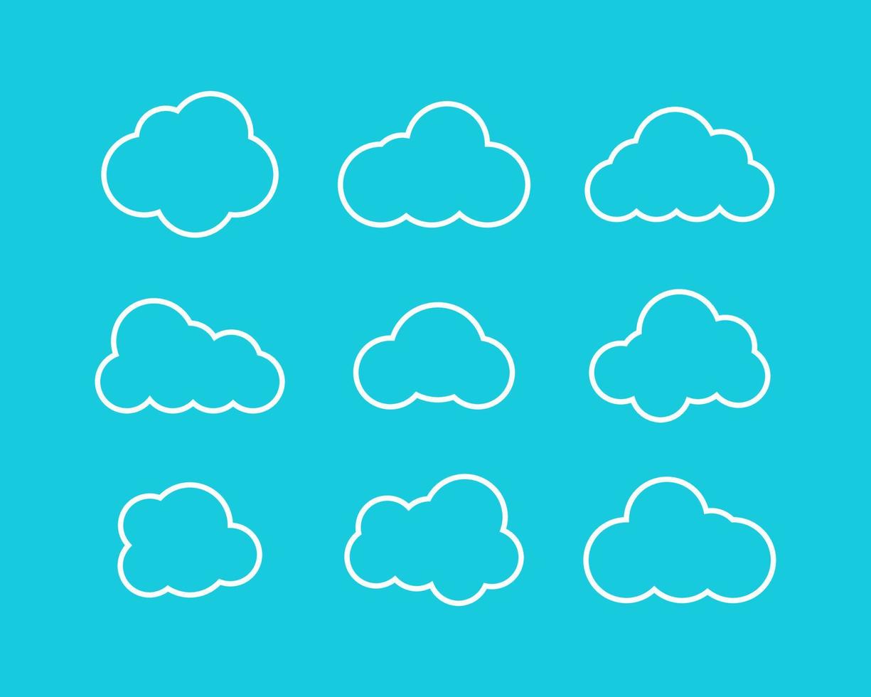 wit wolken verzameling in lineair ontwerp. wit wolken pictogrammen. wolken geïsoleerd. eps10 vector