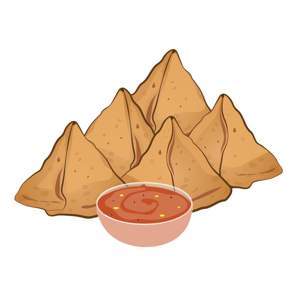 samosa met rood chutney vector