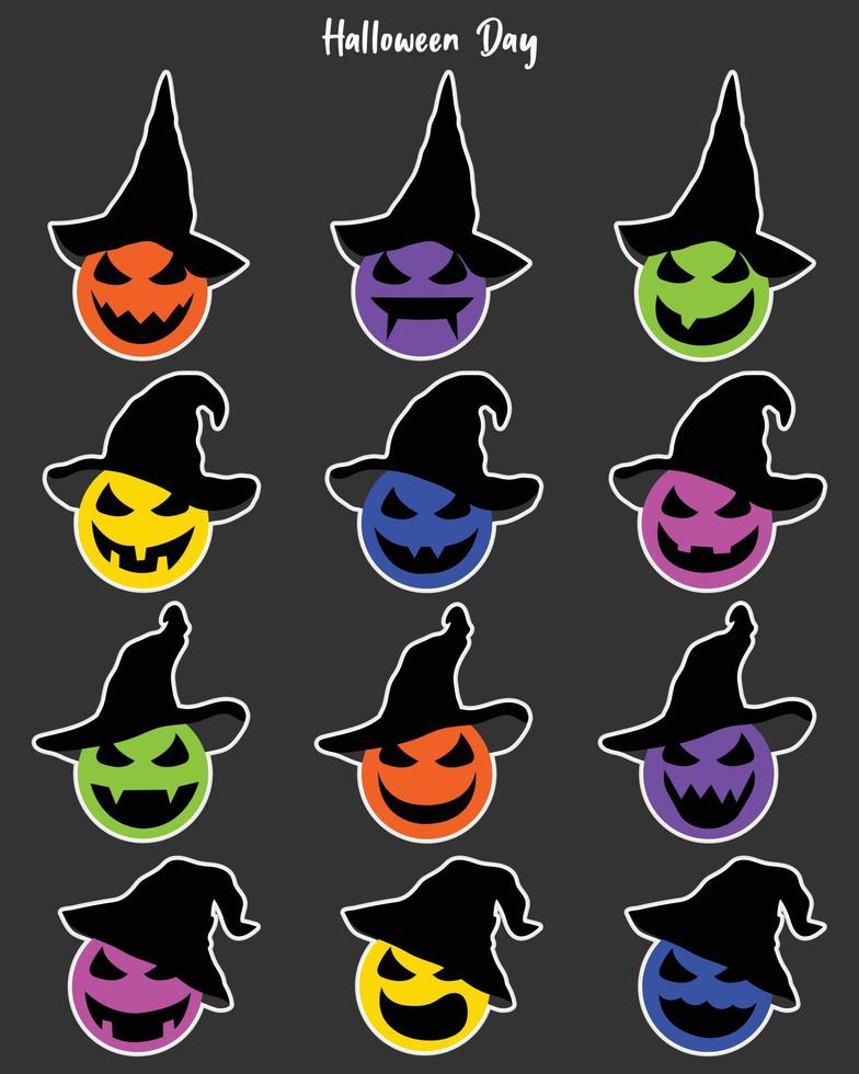 reeks van halloween kleurrijk schattig geesten tekens verschillend gezichten. vector