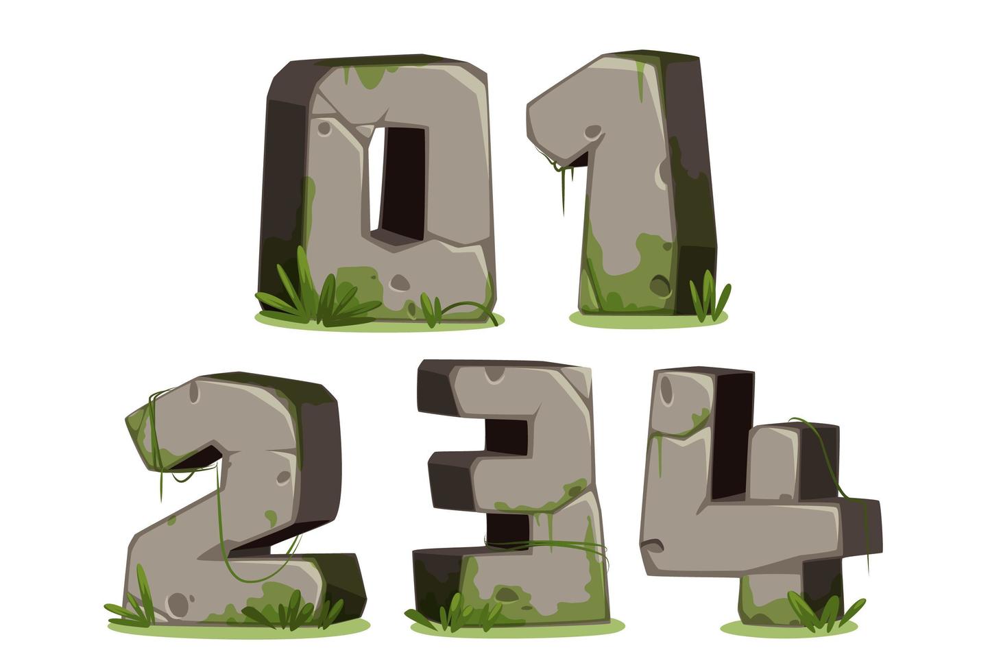 jungle lettertypenummers, deel 1 vector