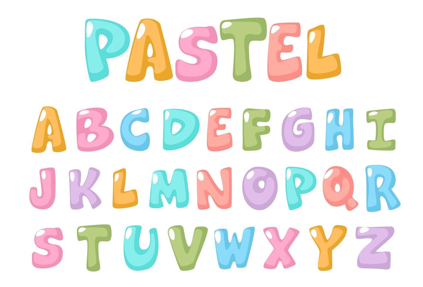 leuk, pastelkleurig lettertype voor kinderen vector