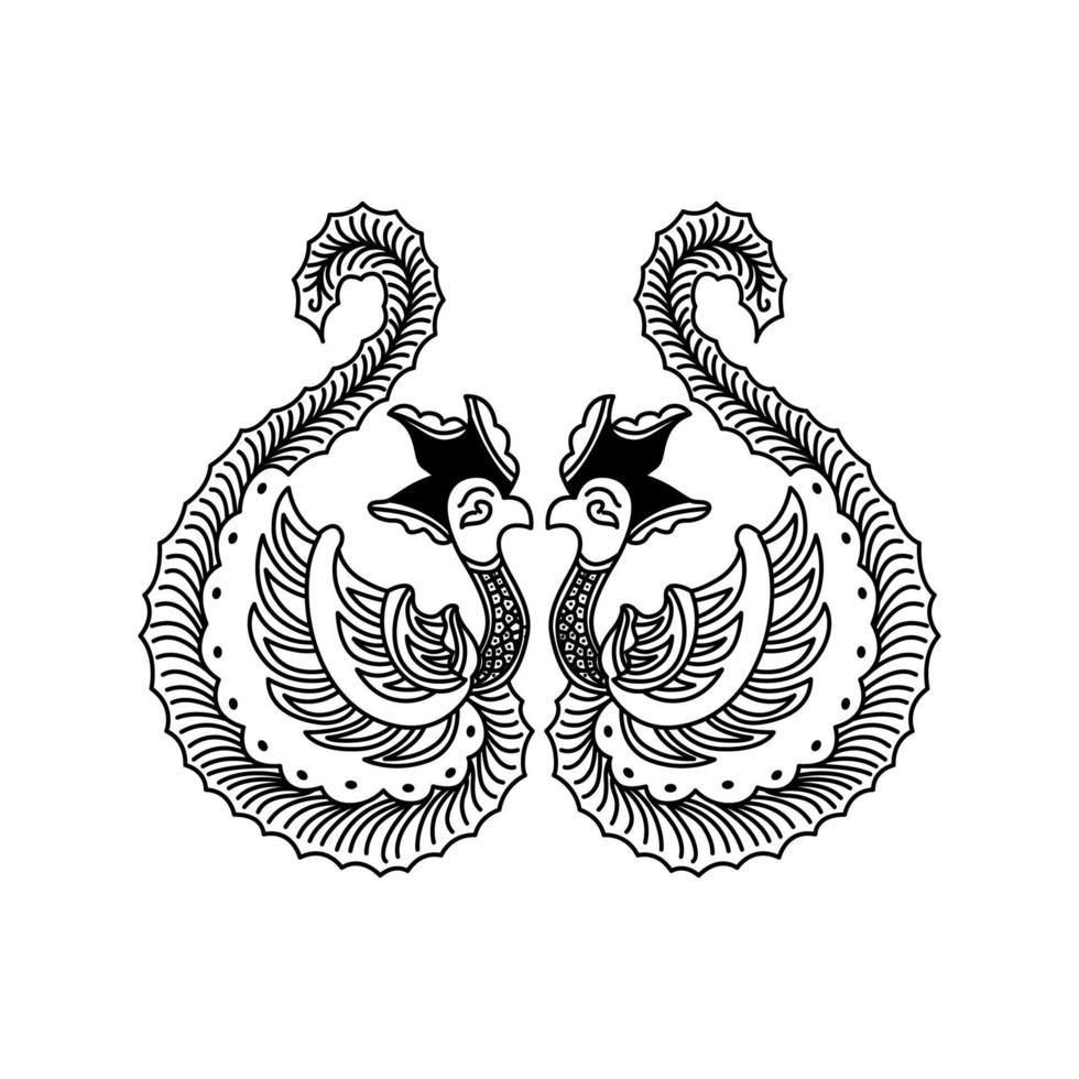 artistiek batik lijn tekening vogel kip ontwerp inspiratie vector