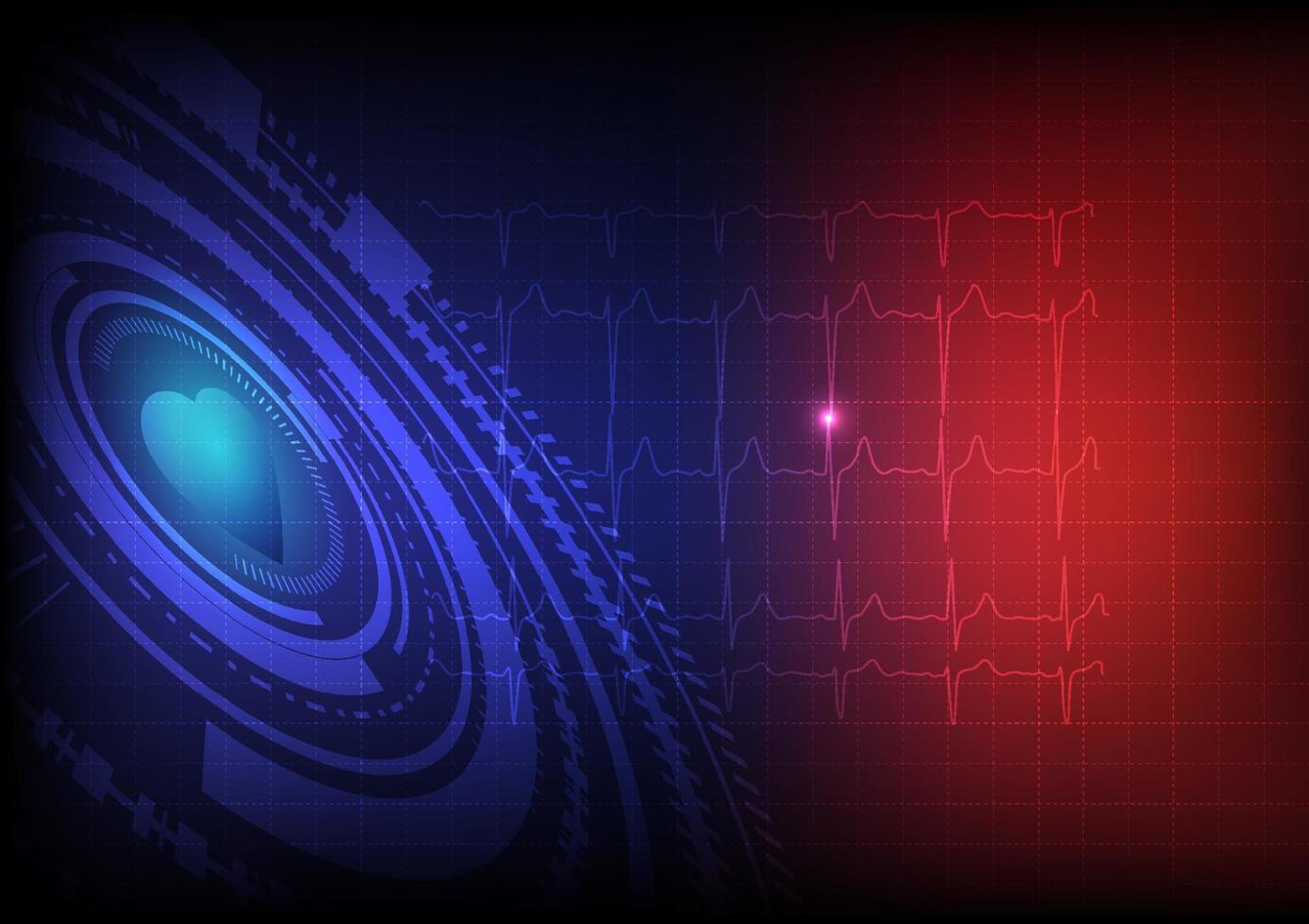 concept van hart ziekte en elektrocardiogram Aan technologie achtergrond. vector illustratie.